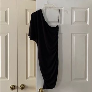 One shoulder black party dress